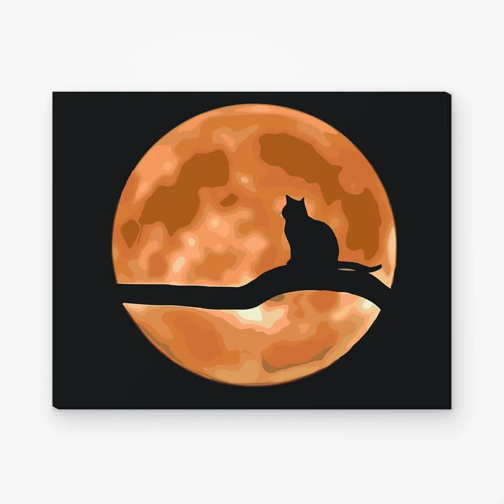 Pintar por Números - Gato en luna llena