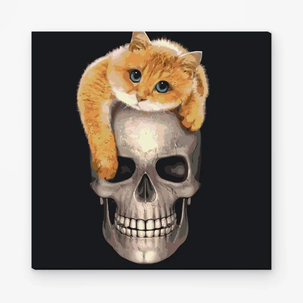 Pintar por Números - Gato sobre calavera
