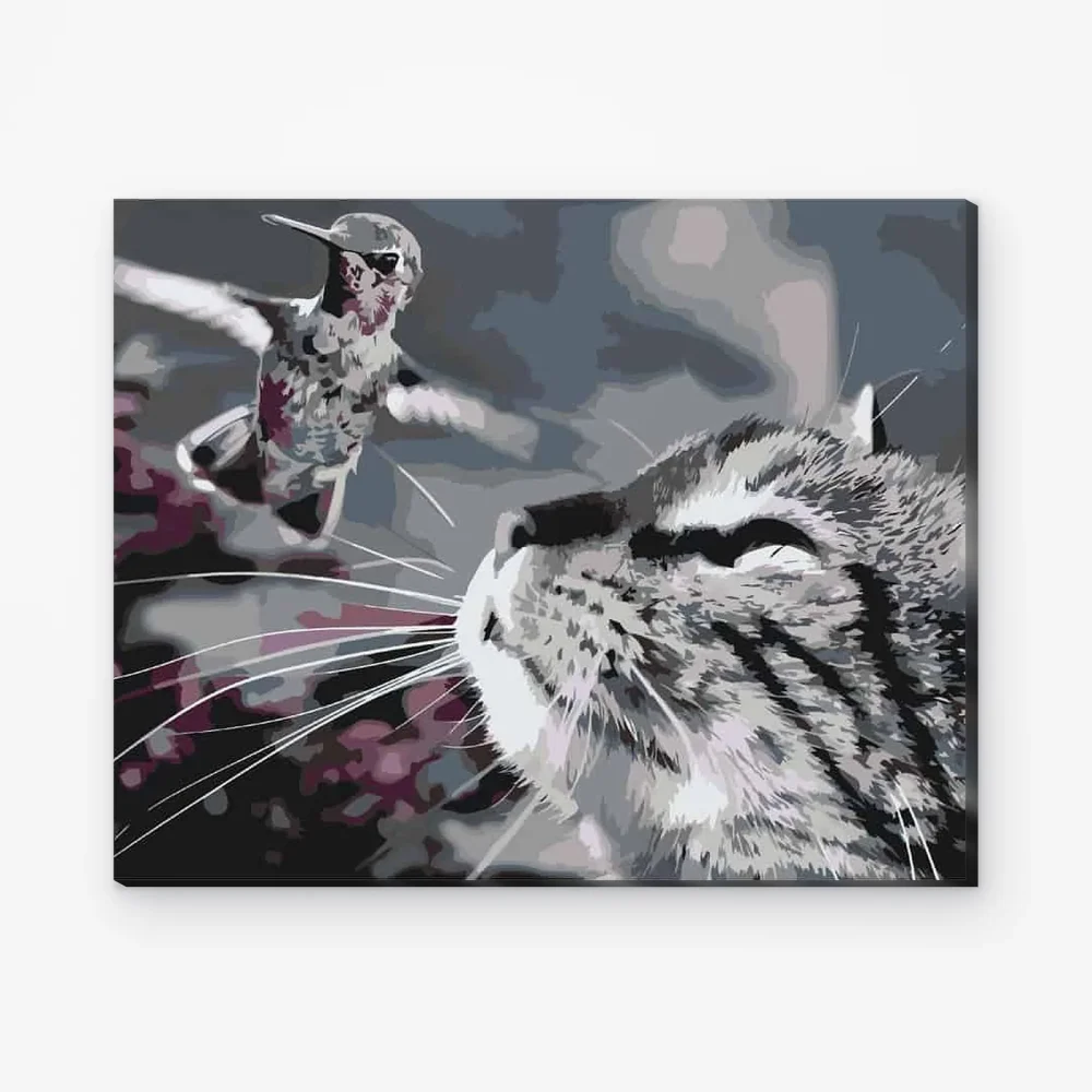 Pintar por Números - Gato y pájaro