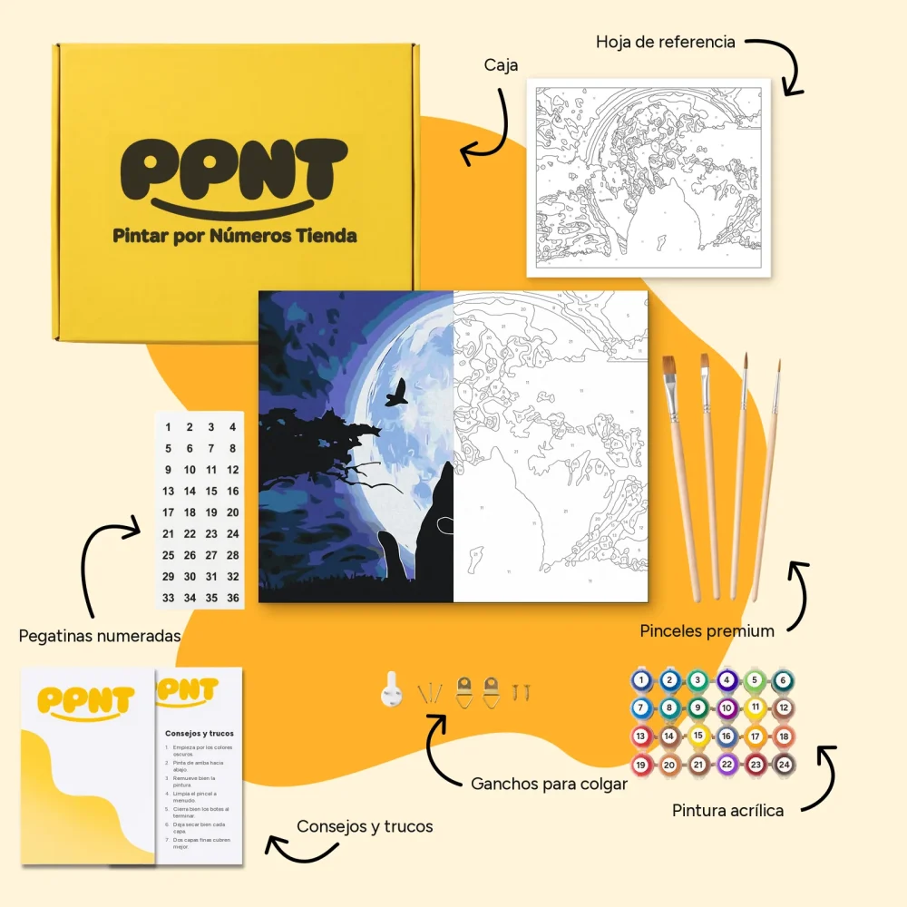 Pintar por Números - Gatos bajo la luna llena 2