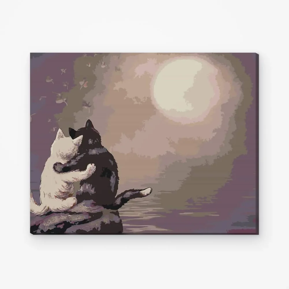 Pintar por Números - Gatos en luna llena