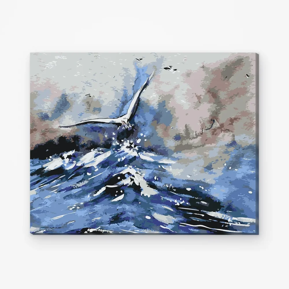 Pintar por Números - Gaviota volando sobre el mar