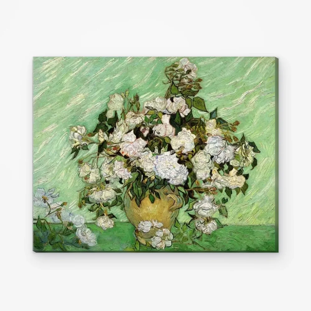 Pintar por Números - Jarrón con rosas rosas