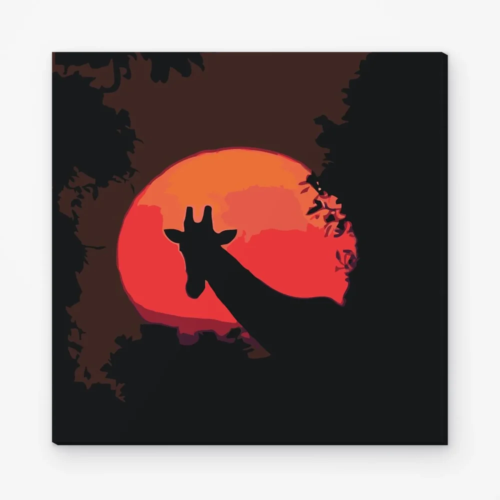 Pintar por Números - Jirafa y luna roja