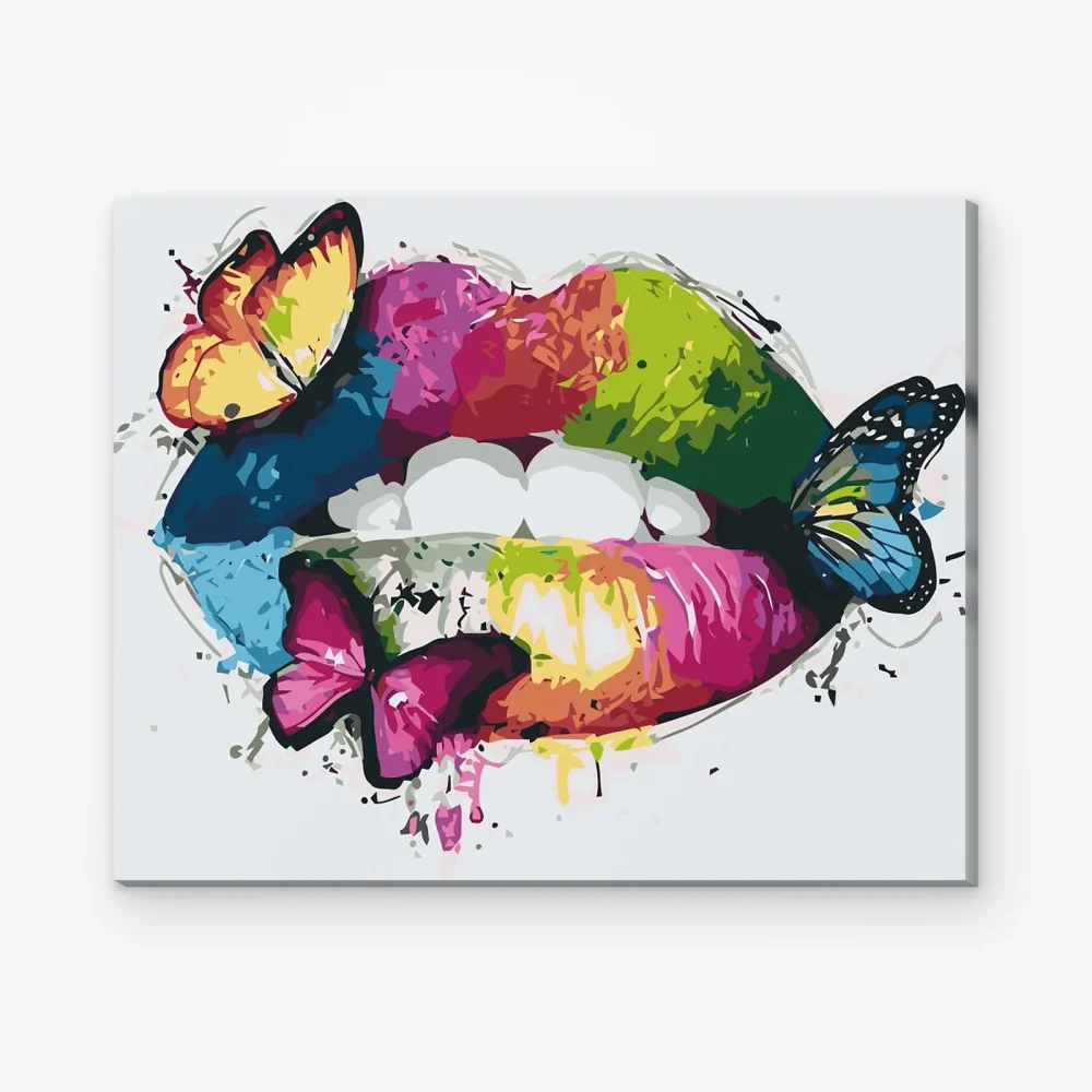 Pintar por Números - Labios arco iris