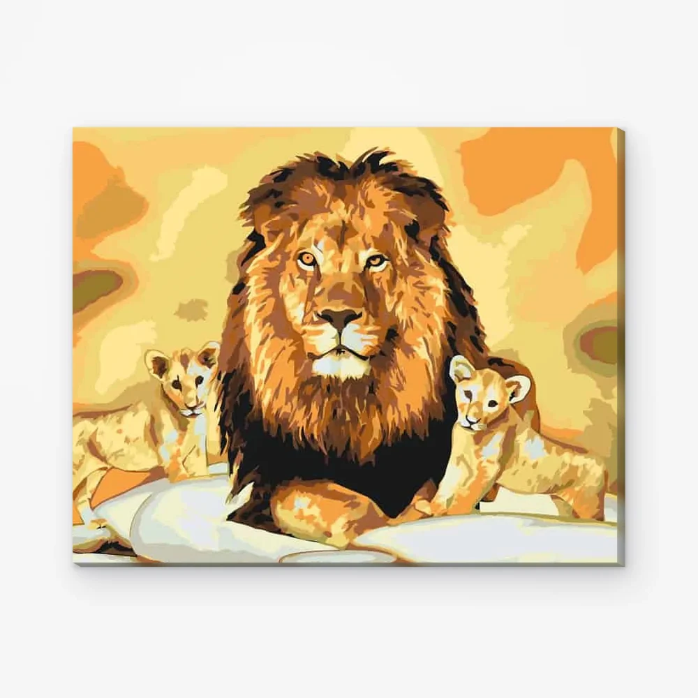 Pintar por Números - León y cachorros