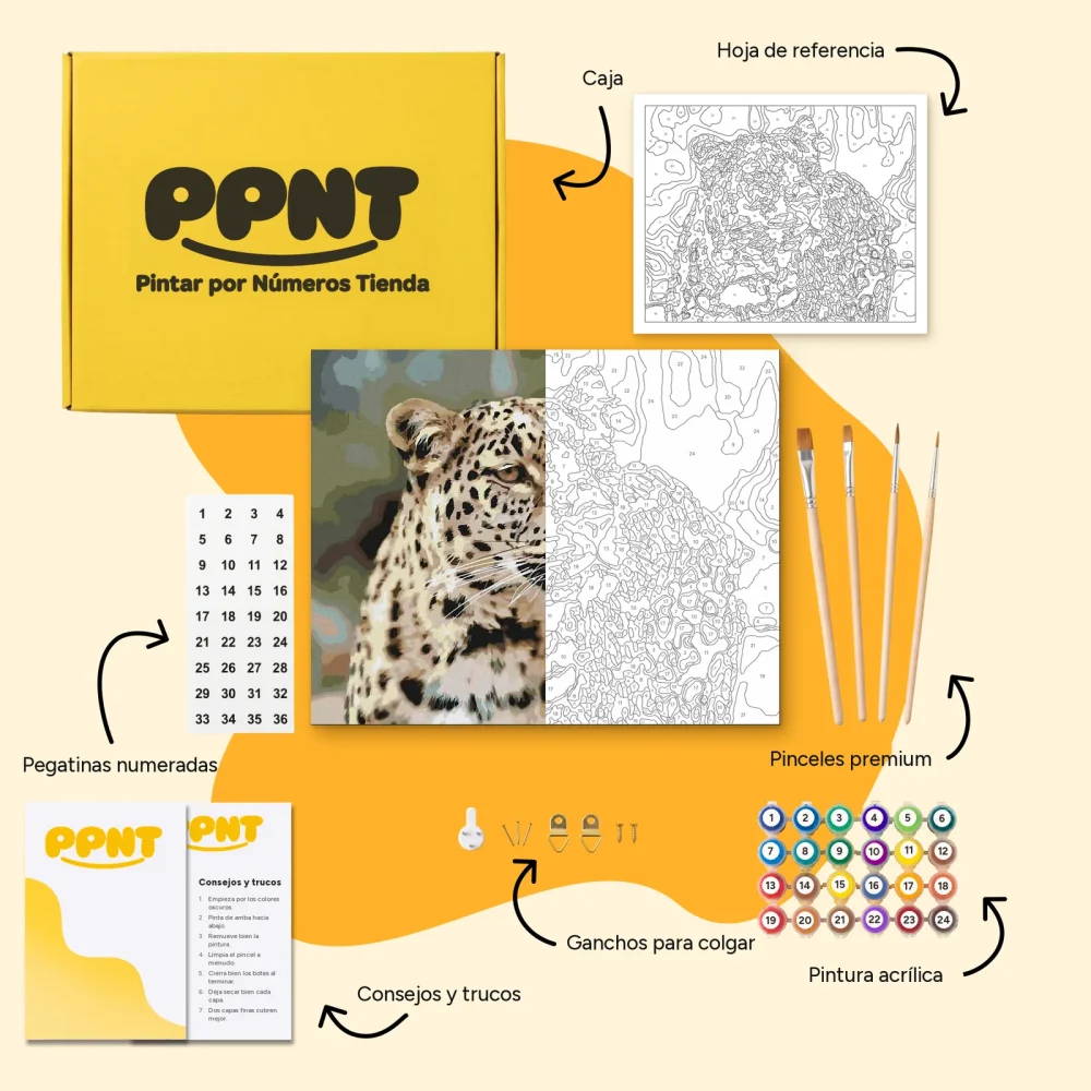 Pintar por Números - Leopardo en libertad