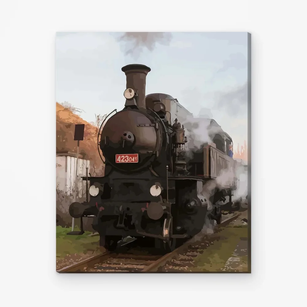 Pintar por Números - Locomotora de vapor en la estación