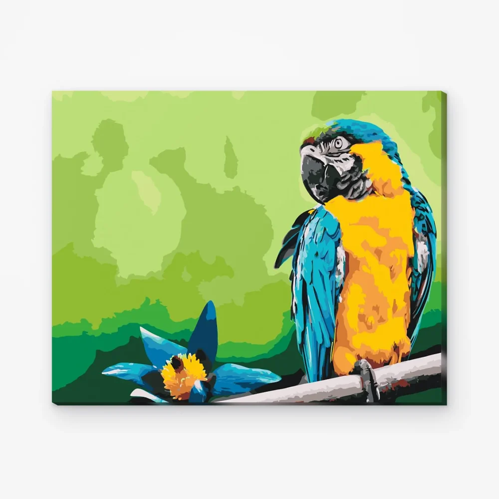 Pintar por Números - Loro y flor