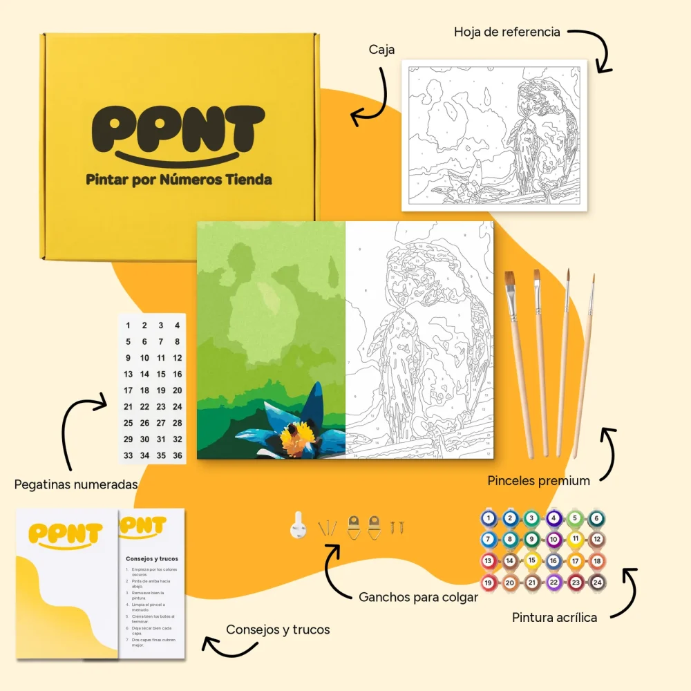 Pintar por Números - Loro y flor