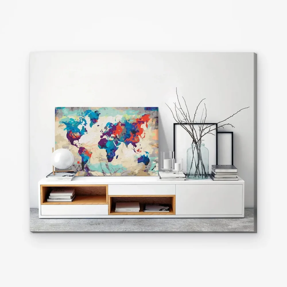 Pintar por Números - Mapa del mundo (azul y rojo)