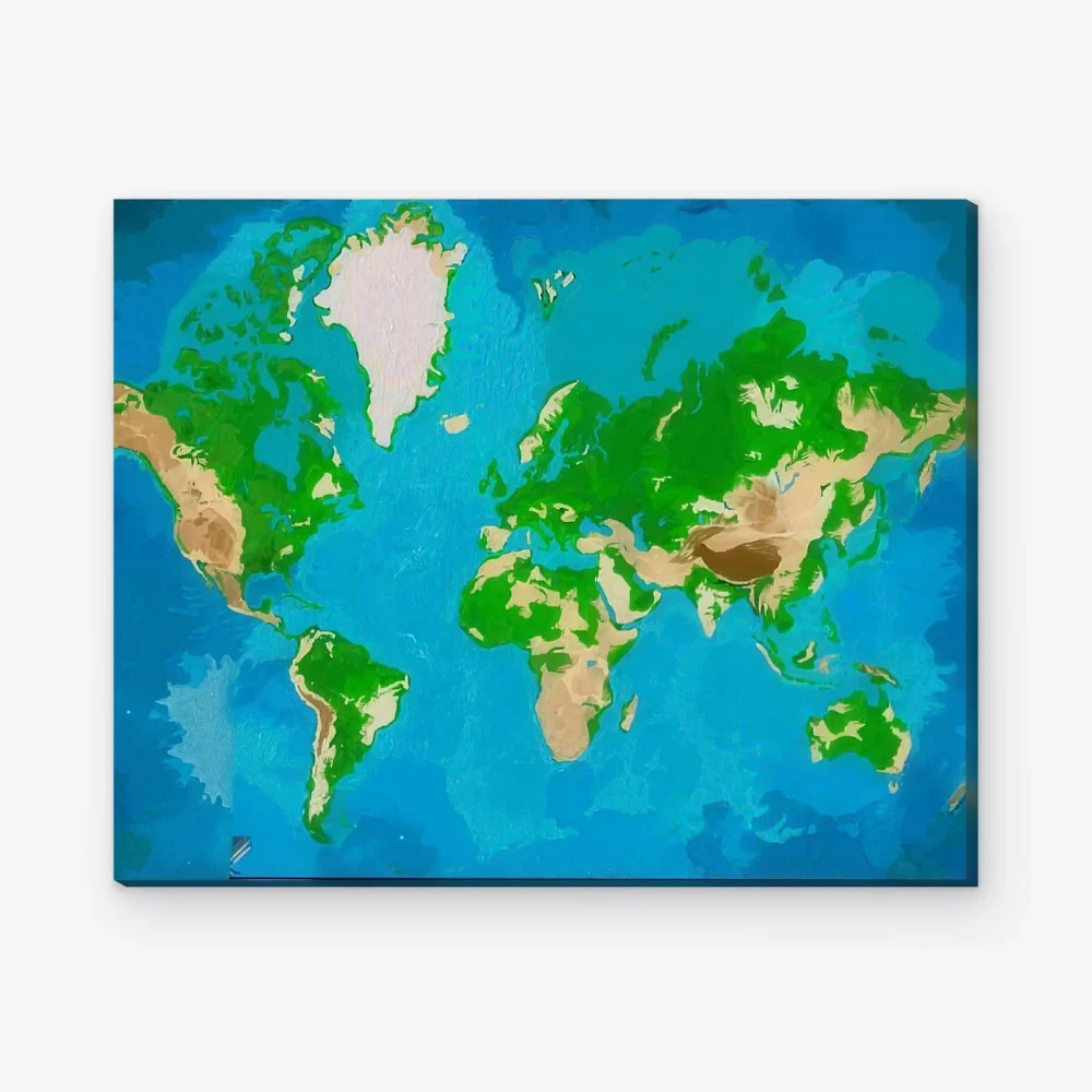 Pintar por Números - Mapamundi (azul y verde)