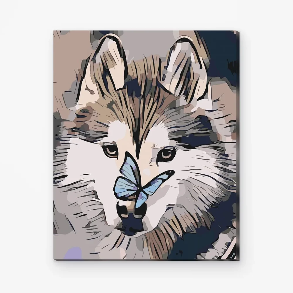 Pintar por Números - Mariposa y husky