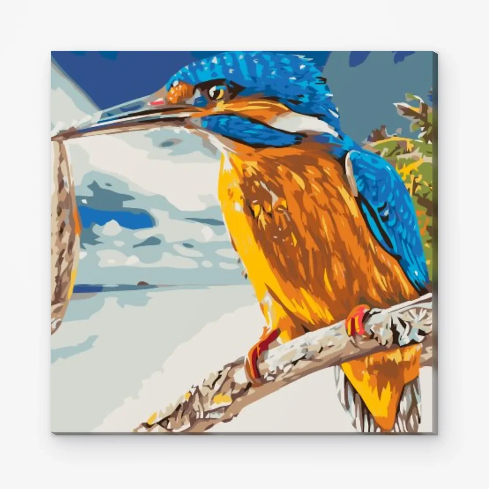 Pintar por Números - Martín pescador con presa