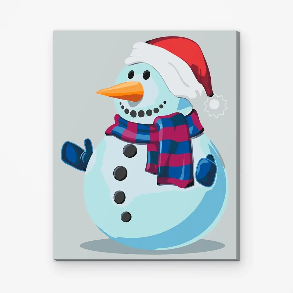 Pintar por Números - Muñeco de nieve con gorro de Papá Noel