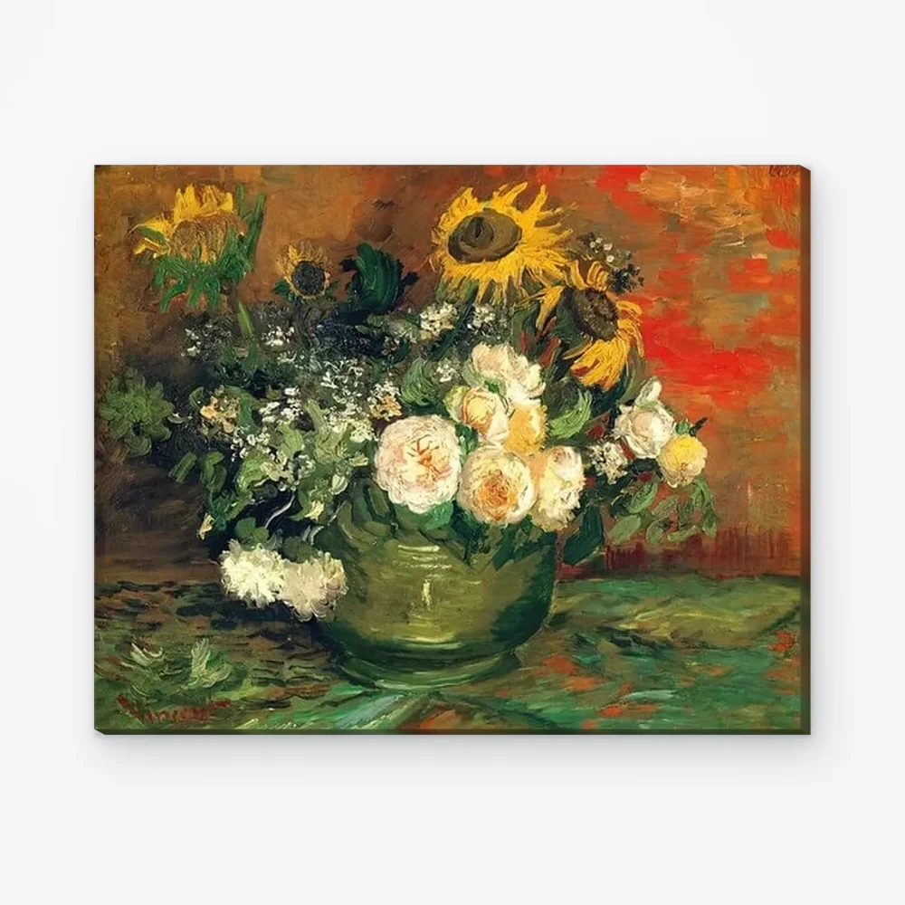 Pintar por Números - Naturaleza muerta con rosas y girasoles