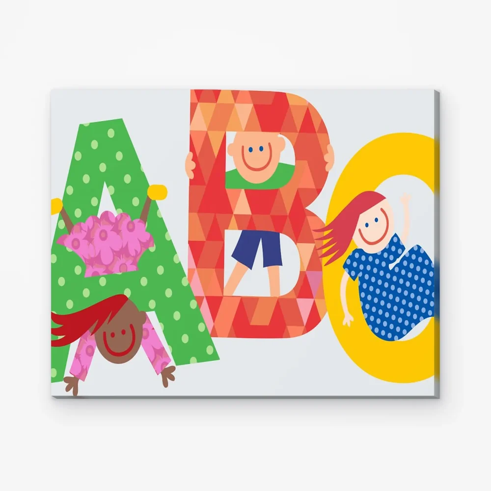 Pintar por Números - Niños felices con letras ABC