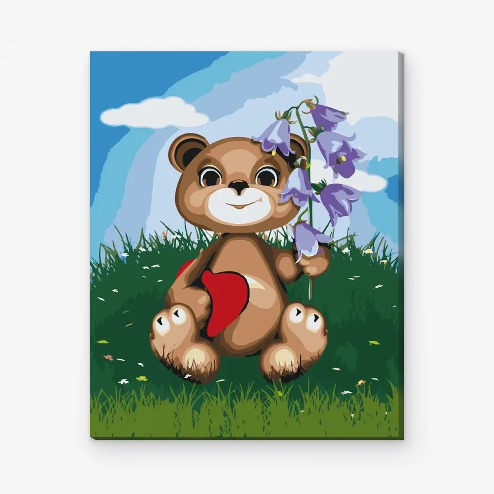 Pintar por Números - Osito de peluche con lirio de los valles