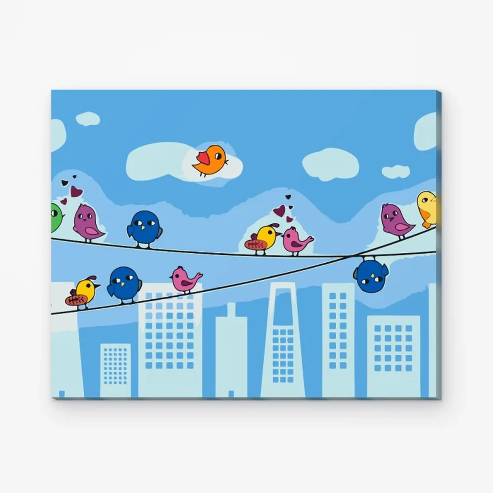 Pintar por Números - Pájaros en la alambrada