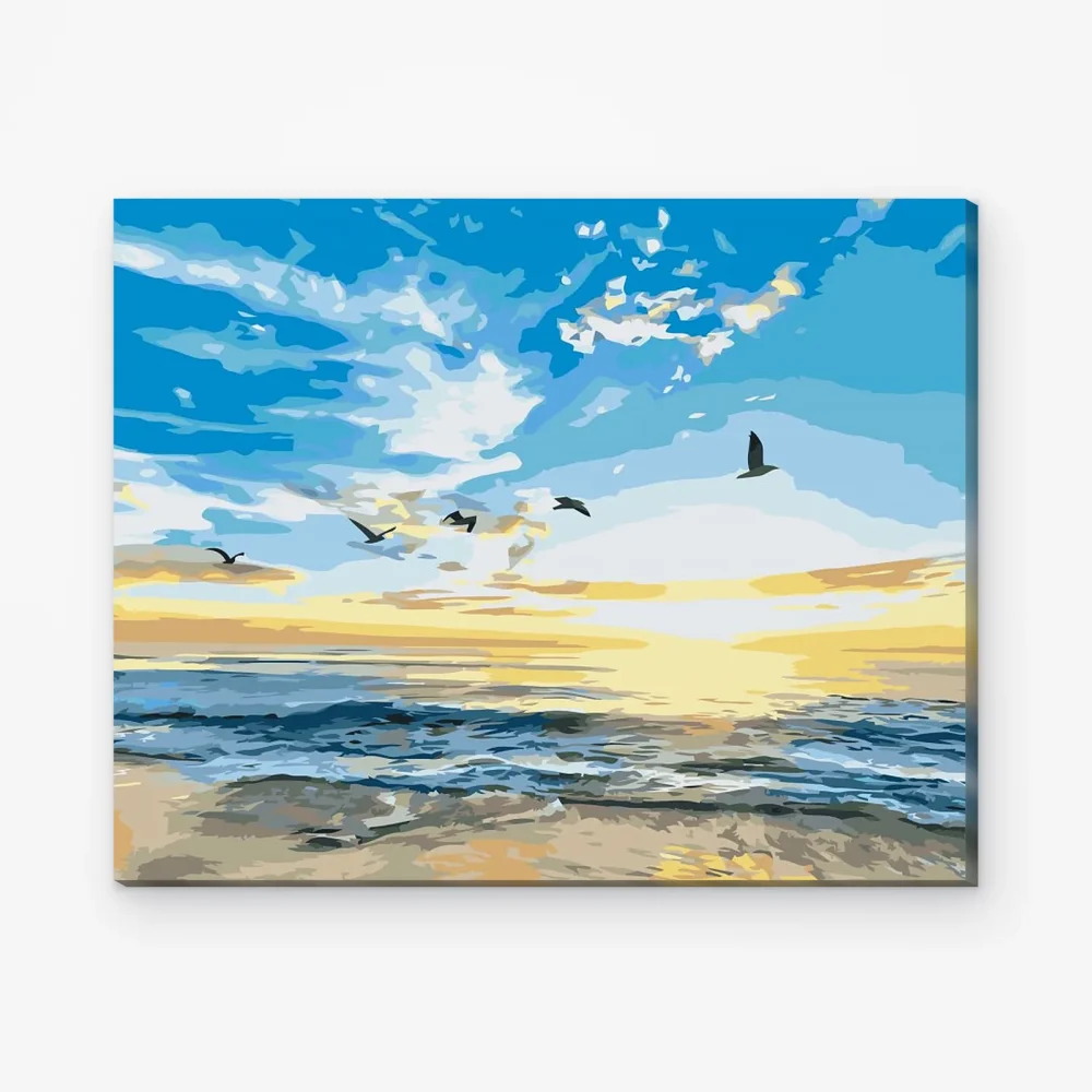 Pintar por Números - Pájaros volando sobre el mar