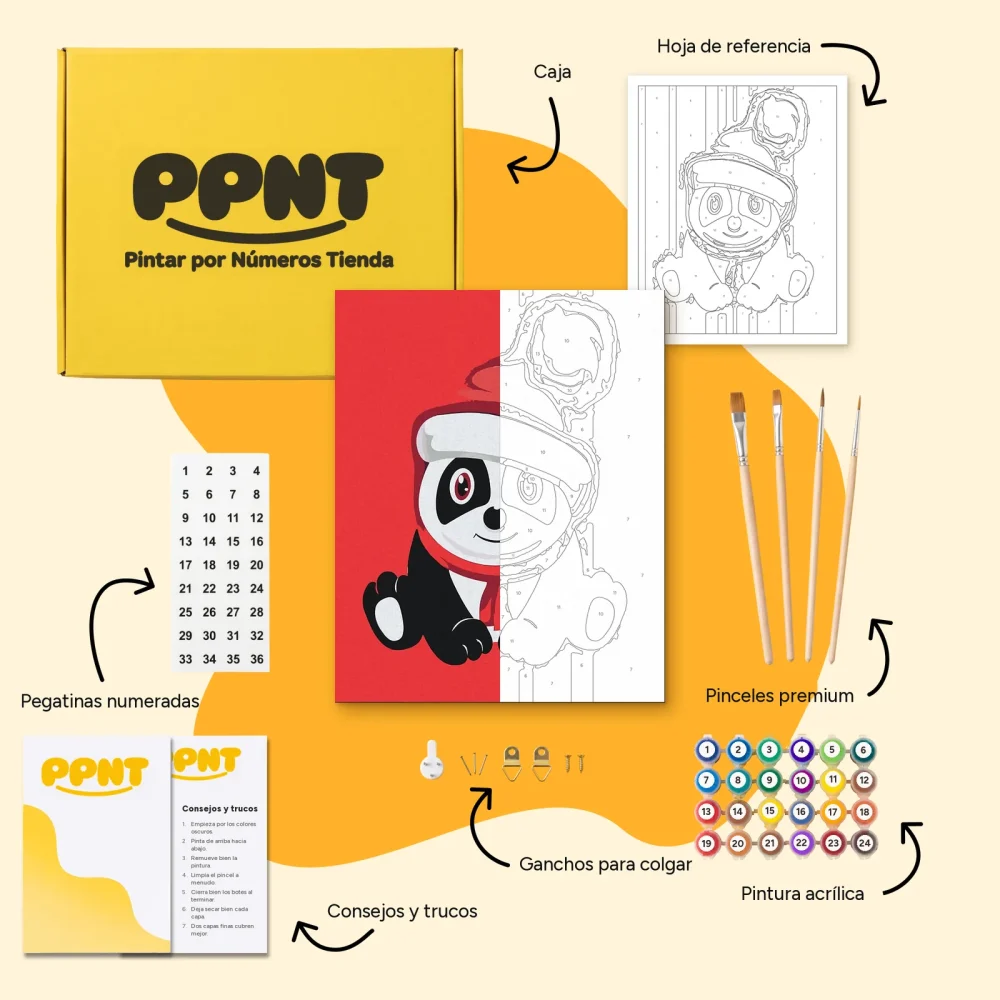 Pintar por Números - Panda de Navidad