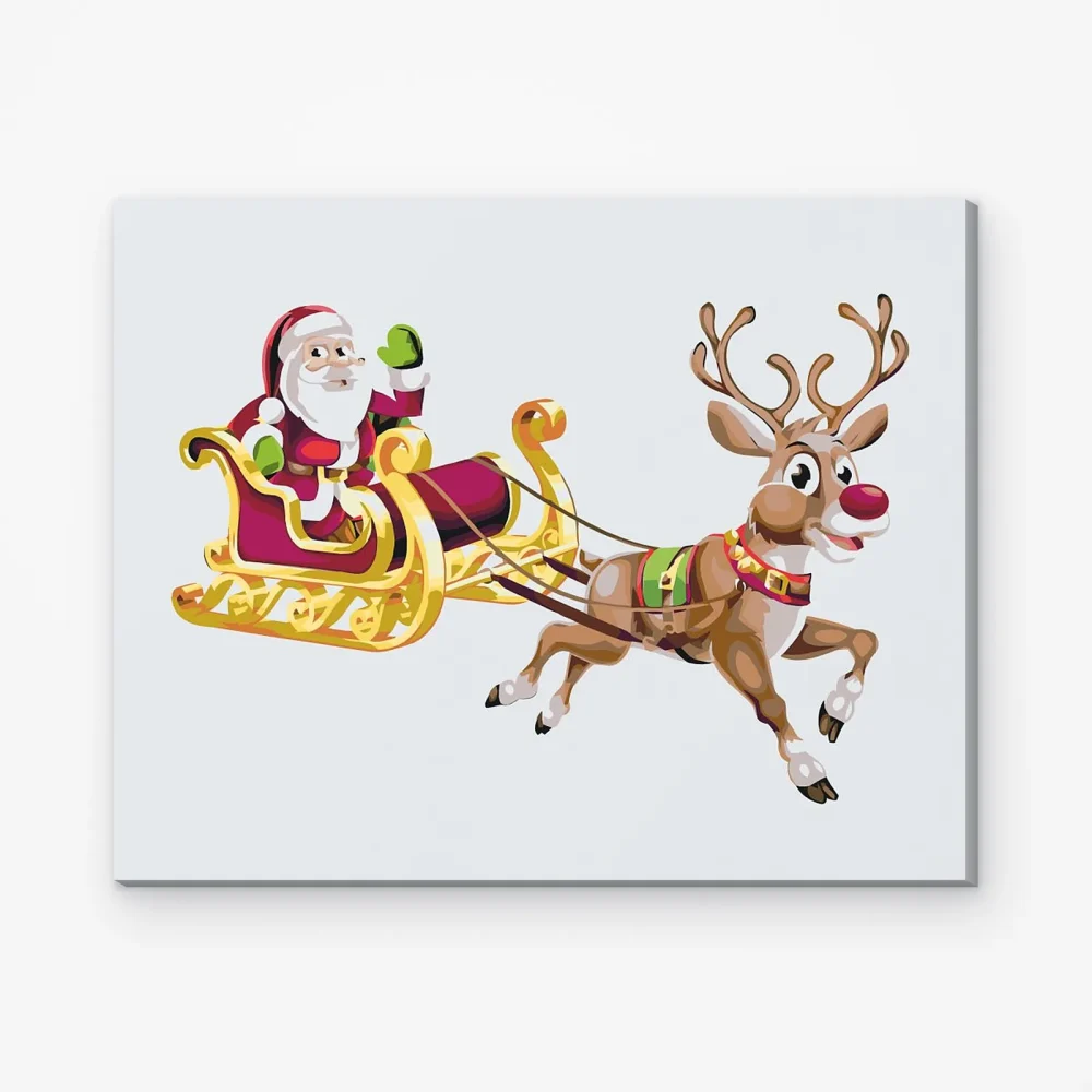 Pintar por Números - Papá Noel en su trineo