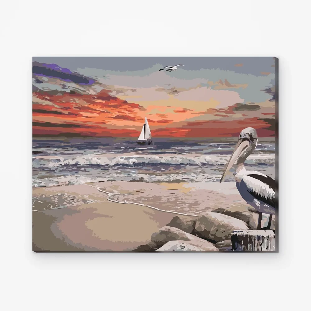 Pintar por Números - Pelícano y barco