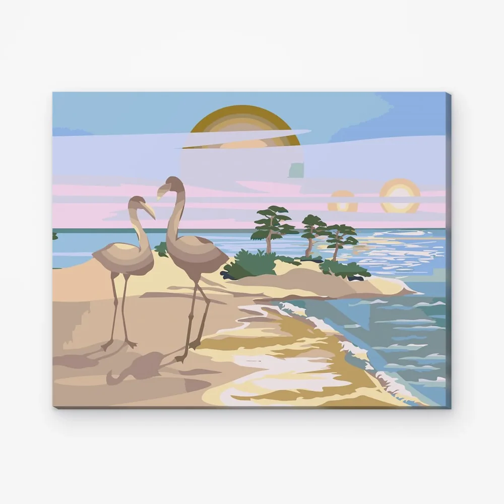 Pintar por Números - Pelícanos en la playa
