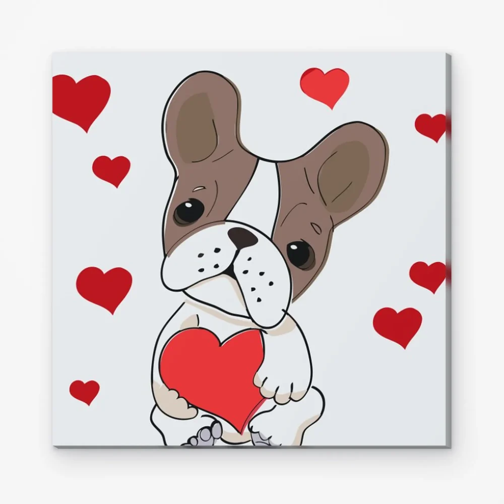 Pintar por Números - Perro con corazones
