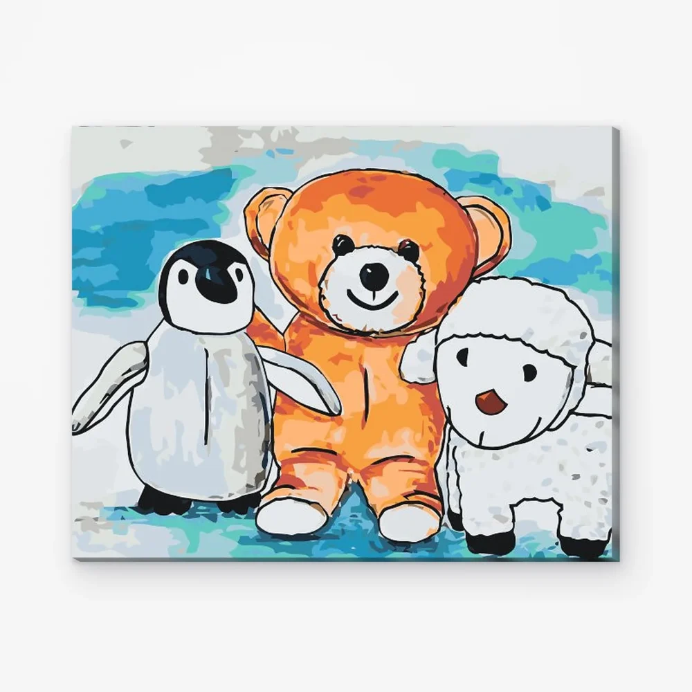 Pintar por Números - Pingüino, osito y oveja