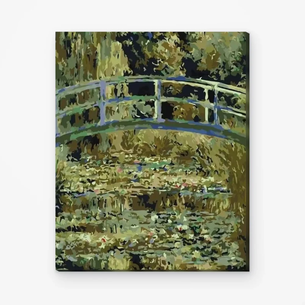 Pintar por Números - Puente sobre un estanque con nenúfares