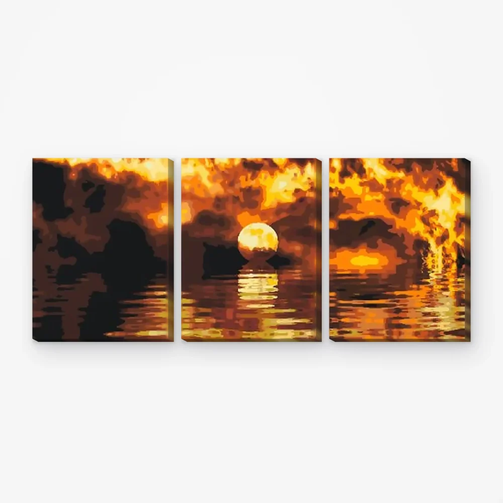 Pintar por Números - Puesta de sol de fuego (juego de 3)