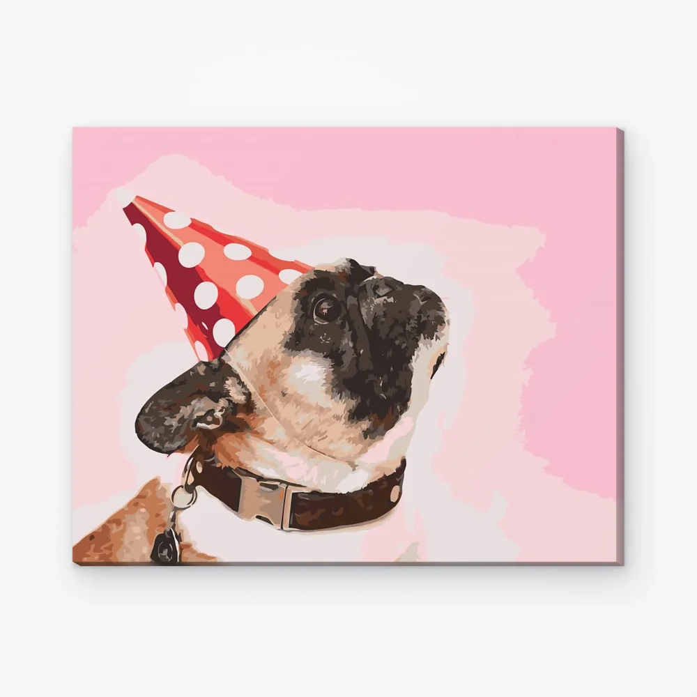Pintar por Números - Pug en la fiesta