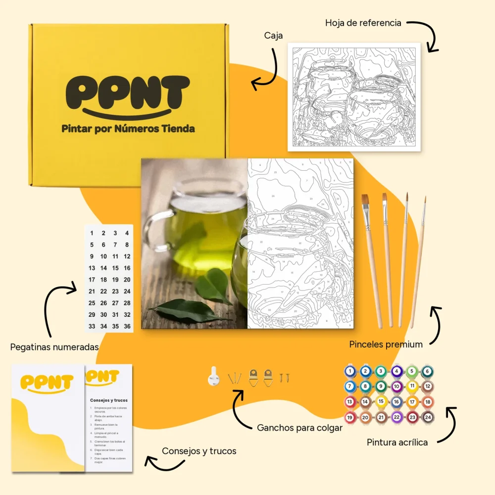 Pintar por Números - Retro - Té verde
