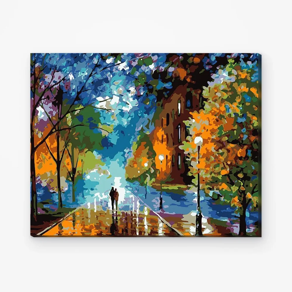 Pintar por Números - Romántico paseo bajo la lluvia