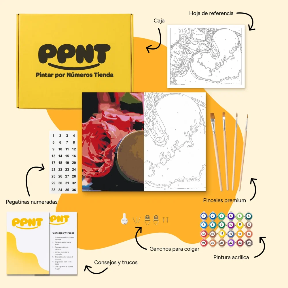 Pintar por Números - Rosas con corazón