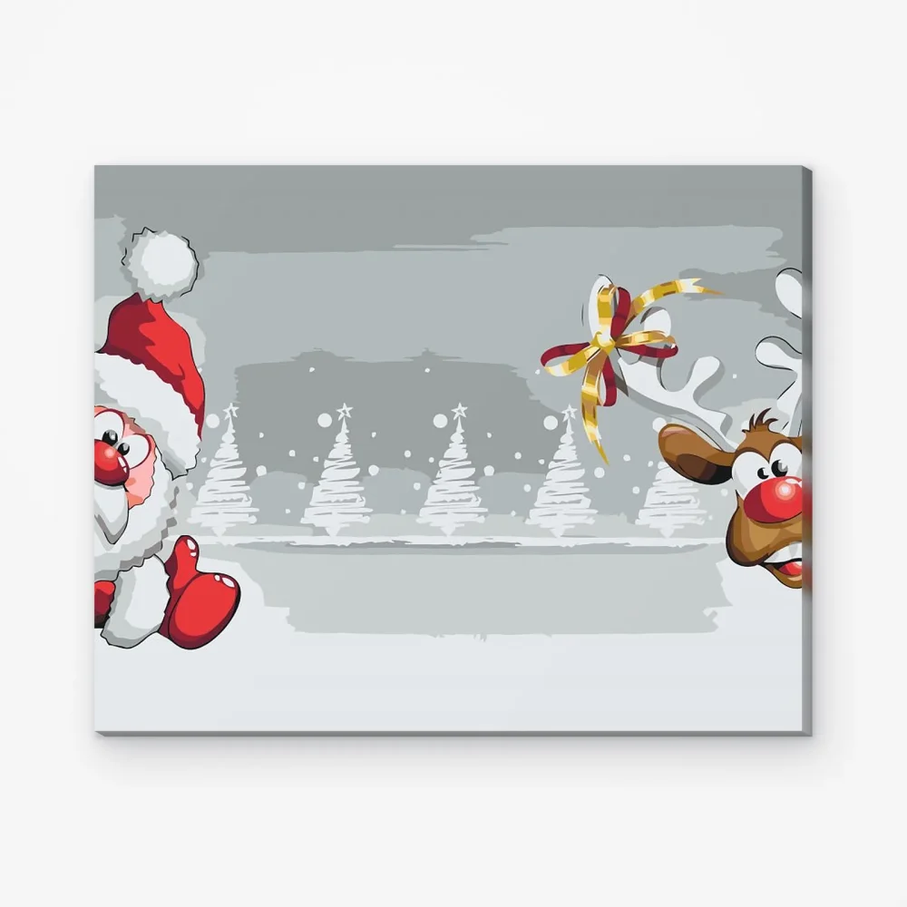 Pintar por Números - Santa a sob Rudolf