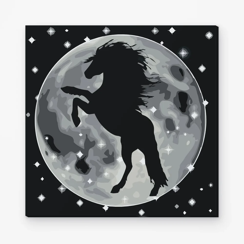 Pintar por Números - Silueta de un caballo en la luna