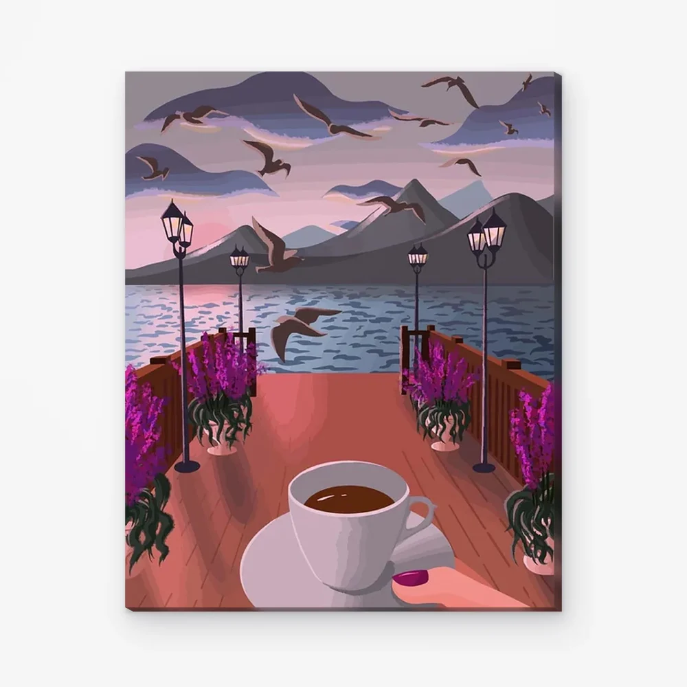 Pintar por Números - Taza de café junto al agua
