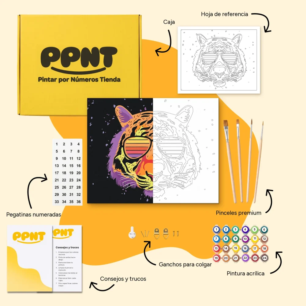 Pintar por Números - Tigre con gafas