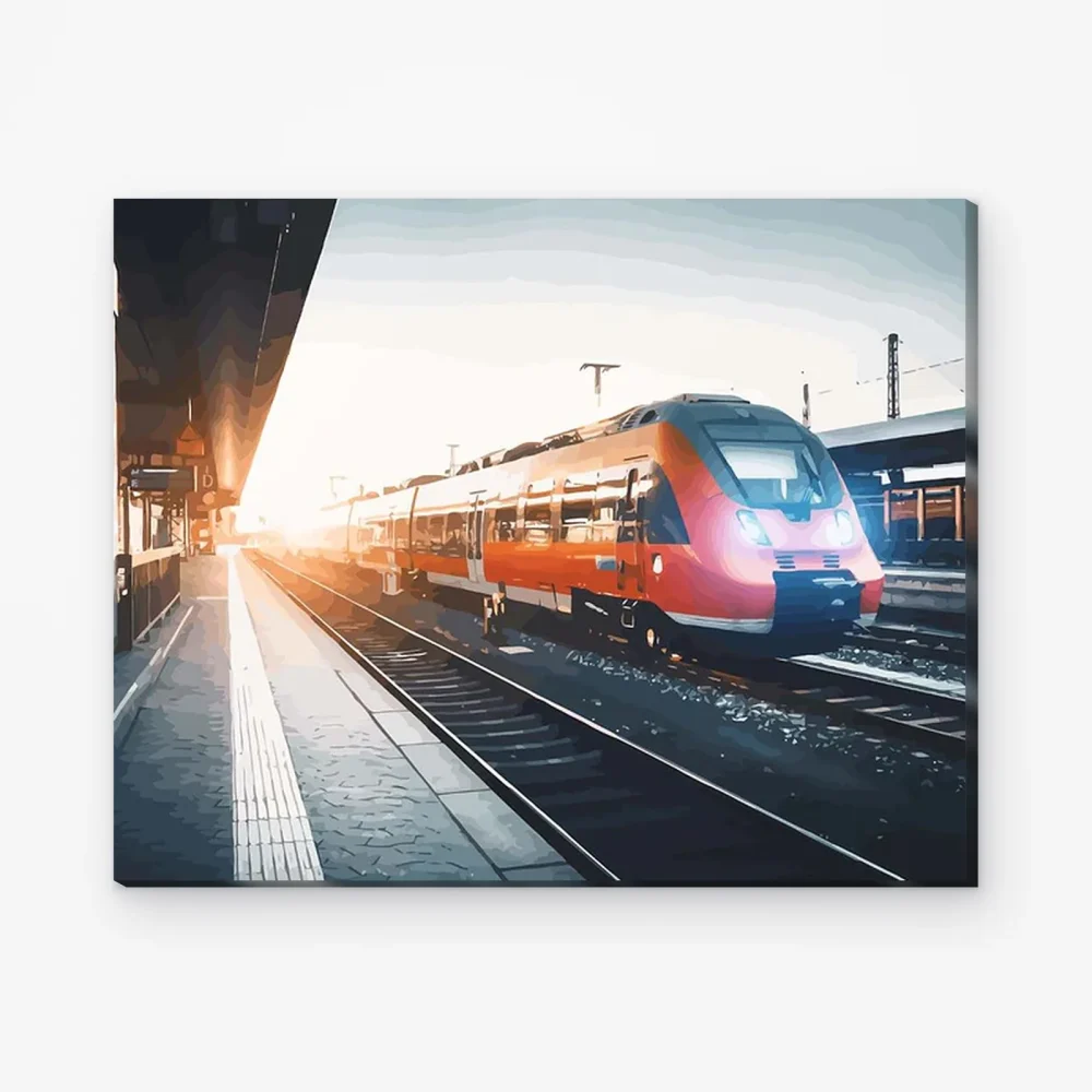Pintar por Números - Tren en la estación en Europa