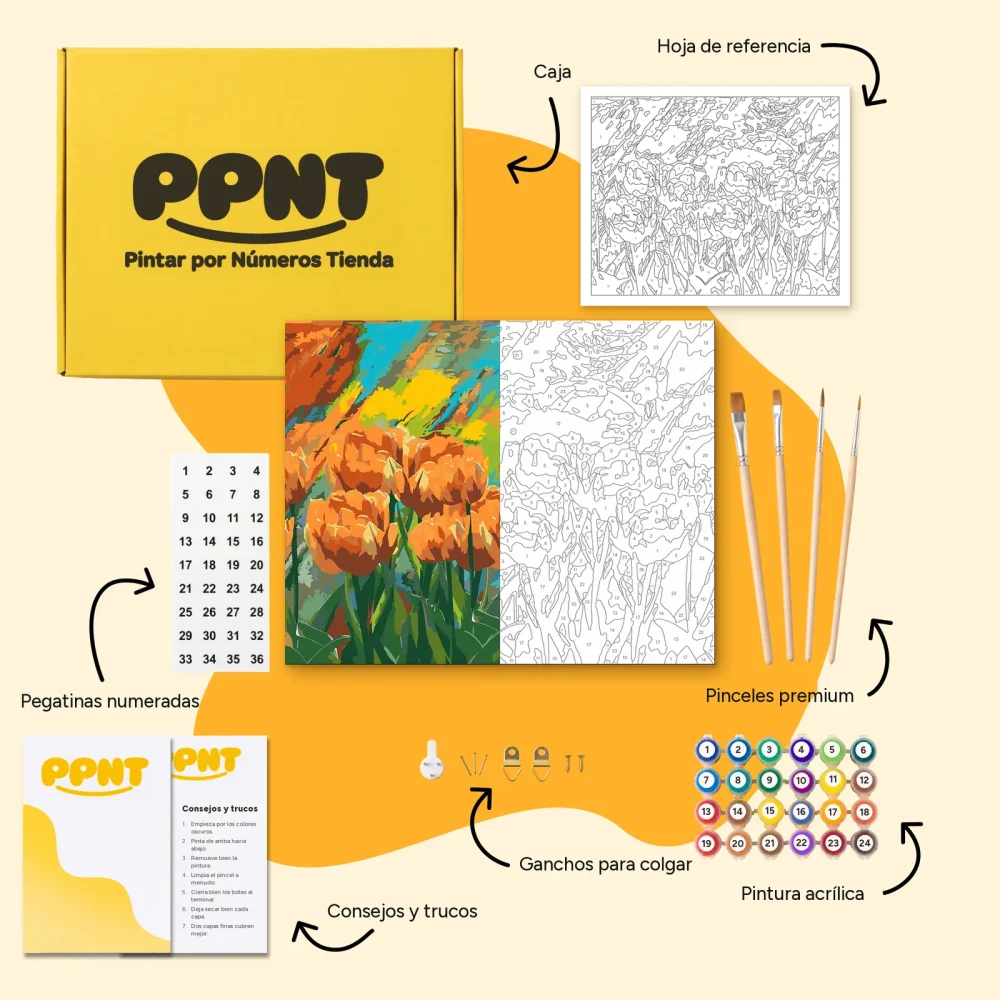 Pintar por Números - Tulipanes pintados