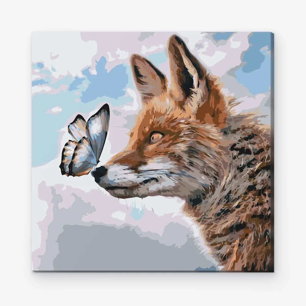 Pintar por Números - Un zorro con una mariposa en el pico