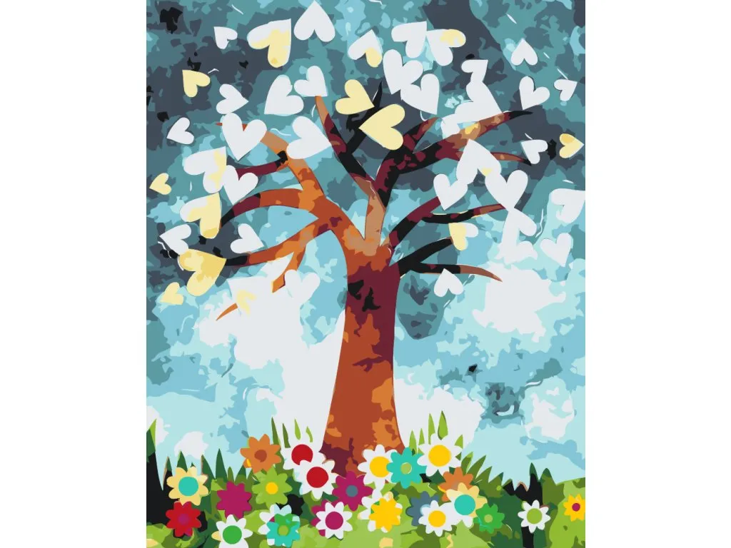 Pintar por Números - Árbol de corazones