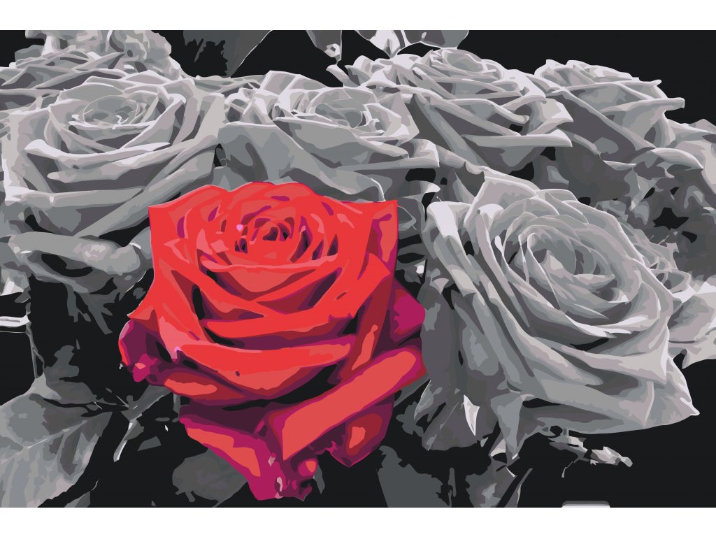 Pintar por Números - Flor roja en un ramo