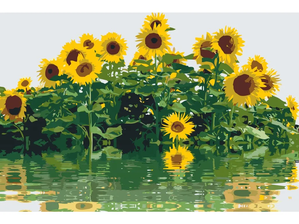 Pintar por Números - Girasoles junto al agua