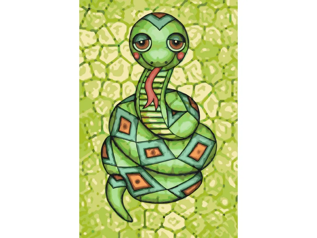 Pintar por Números - Serpiente con mejillas rojas