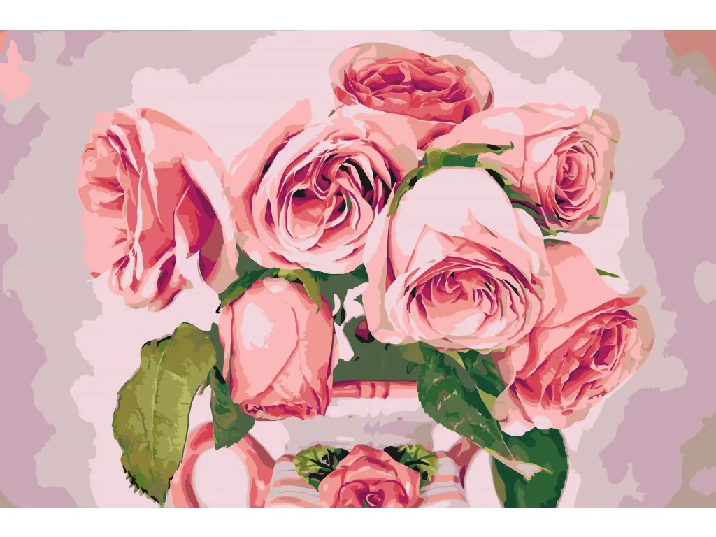 Pintar por Números - Rosas en un jarrón