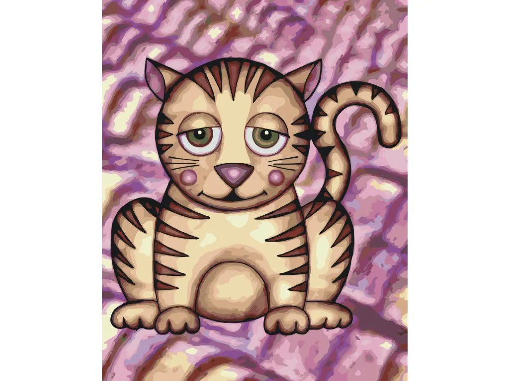 Pintar por Números - Gato con mejillas moradas