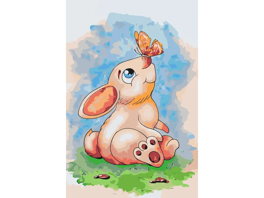 Pintar por Números - Conejo con una mariposa en la nariz